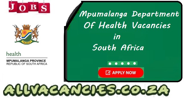 Mpumalanga Department Of Health Vacancies
